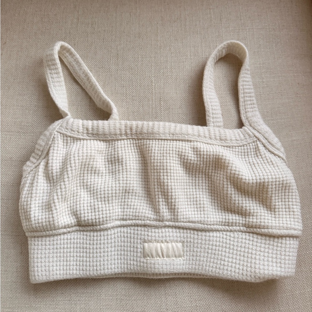 Women's Cream Waffle Knit Bralette